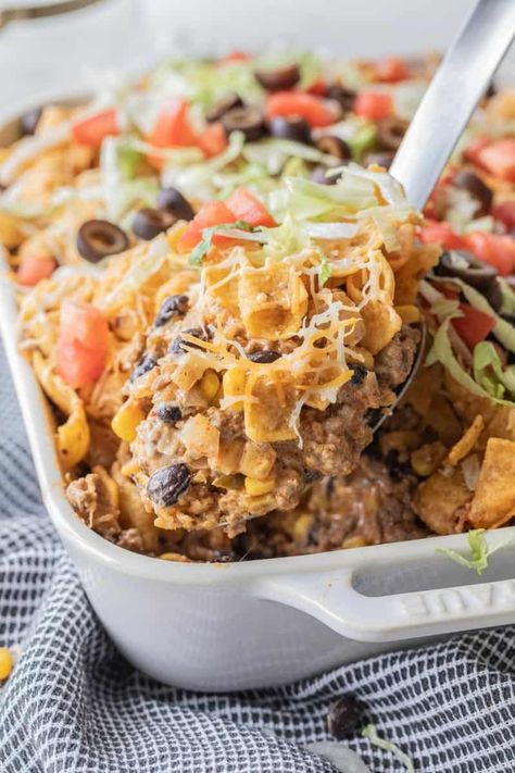 Walking Tacos Casserole, Taco Casserole With Rice, Beginner Cooking, Taco Casserole Bake, Walking Taco Casserole, Taco Dishes, Casserole Bake, Walking Taco, Gluten Free Tacos