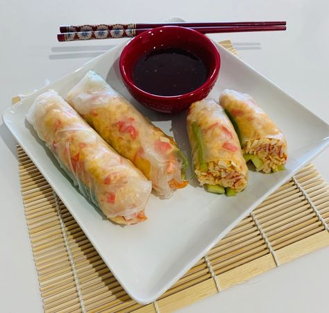 Spicy Crab Spring Rolls Recipe | Allrecipes Spicy Crab Spring Roll, Rice Paper Crab Rolls, Crab Rice Paper Rolls, Crab Spring Rolls, Fresh Wraps, Crab Rolls, Spicy Crab, Rice Wraps, Vietnamese Spring Rolls