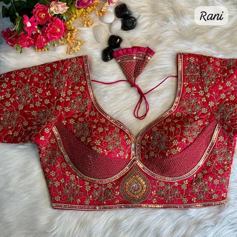 Price 1150 free shipping ♥️ *KARVA CHAUTH SPECIAL*❤️ *SABYASACHI STYLE BRIDAL BLOUSE* *Heavy Bridal Wedding Blouse * *Heavy Codding Embroidery + Thread & Sequence Work* *FABRIC*:--Heavy Pure Soft Italian Silk With Tricot Fuising . *SIZE*:-*Plus Size 40” Ready ulter upto 44 Inch.* *DESGINE*:- Beautiful Work bridal desgine Heavy Stitching Heavy Padded Handmade Hooks With Beautiful Latkans Back open Style Sabyasachi Blouse, Sabyasachi Bridal, Western Blouse, Karva Chauth, Indian Blouse, Wedding Blouse, Sequence Work, Bridal Blouse, Blouse Pattern