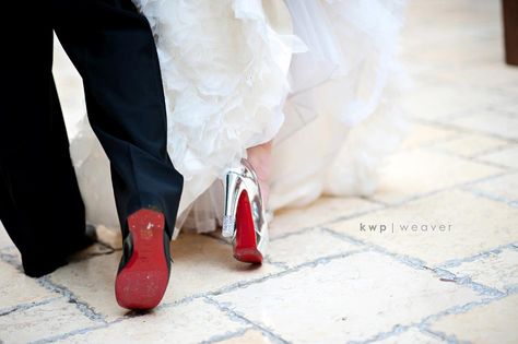 Something borrowed, something new, something blue.. Something Christian Louboutin! Sarah Huffman, Unique Guest Book Alternatives, Red Weddings, Red Bottom Shoes, Unique Guest Book, Ceremony Design, Christian Louboutin Heels, Groom Wear, Perfect Couple