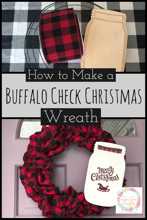 red and black buffalo check - Google Search Plaid Wreaths, Buffalo Check Christmas Wreath, Snow Ideas, Farmhouse Diys, Make A Christmas Wreath, Christmas Wreath Cookies, Rag Wreaths, Christmas Wreath Decor, Making Wreaths