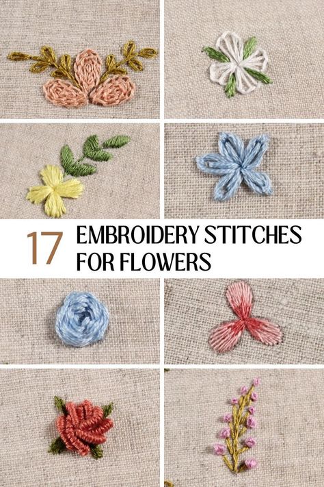 Small Floral Embroidery Patterns, Embroidered Small Flowers, Beginner Embroidery Flowers, Floral Embroidery Stitches, Miniature Embroidery Patterns, Flowers Embroidery Tutorial, Vysivani Flowers, Easy Flower Embroidery Tutorial, Embroidery Small Designs