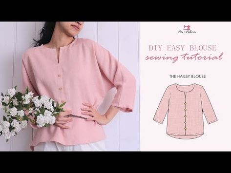 (55) DIY Simple Linen Blouse + Sewing Patterns [Beginner Sewing] - PINS N PATTERNS - YouTube Pattern Design Blouse, Sewing Patterns Beginner, Blouse Sewing Patterns, Simple Linen, Blouse Sewing, Sewing Pins, Diy Sewing Tutorials, Design Blouse, Beginner Sewing