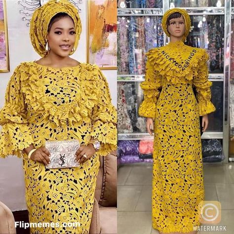 Kaftan Lace Styles, Nigerian Lace Dress, Bubu Gown Styles, Dress For Ladies, Nigerian Lace Styles, African Lace Styles, Long African Dresses, Lace Gown Styles, African Fashion Skirts