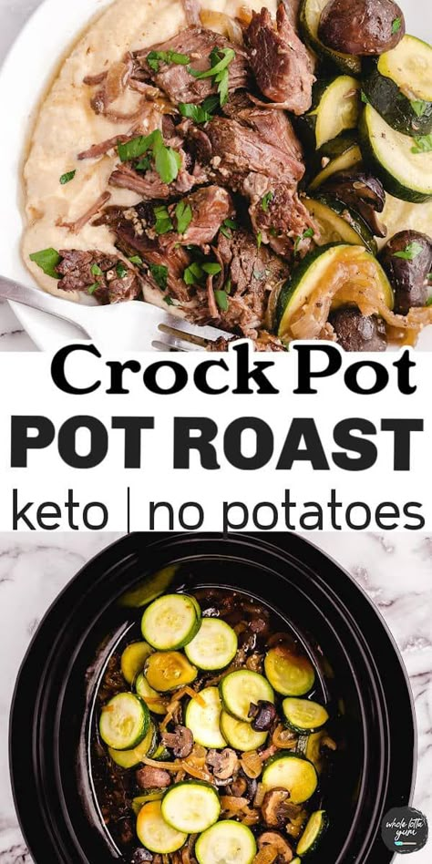 Slow Cooker Keto Recipes Low Carb, Whole Lotta Yum Keto, Healthy Crock Pot Roast, Pot Roast Crock Pot Recipes Low Carb, Keto Crockpot Pot Roast, Potroast Crockpot Keto, Keto Crockpot Beef Stew, Keto Pot Roast Recipes, Keto Steak Crockpot Recipes