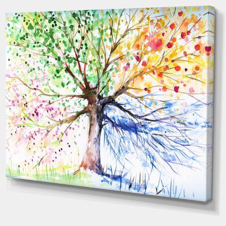 Four Seasons Tree, Floral Art Canvas, Rainbow Tree, Metal Tree Wall Art, Hur Man Målar, Artwork For Living Room, Metal Tree, Arte Floral, Botanical Wall Art