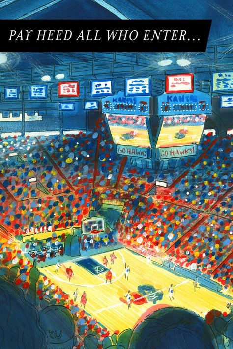 Kansas University Jayhawks, University Of Kansas Wallpaper, University Of Kansas Aesthetic, Kansas University Aesthetic, Ku Football, Allen Fieldhouse, Basketball Painting, Ku Art, Kansas Basketball