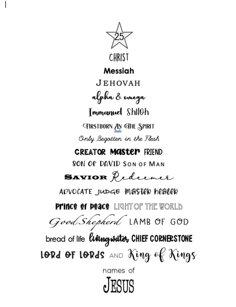 Jesus Christ Christmas Quotes, Names Of Jesus Christmas Tree, Names Of Christ Printable, Keep Christ In Christmas Poster Ideas, Names Of Jesus Printable, Names Of Christ Ornaments, Names Of Jesus Ornaments, Names Of Jesus Advent, Professor Trelawney