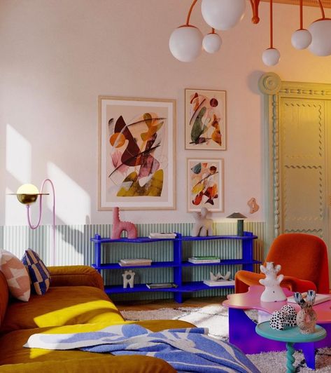 A BRIGHT IDEA | A thoughtfully placed burst of color can transform a space, breathing life into every corner ✨🎨 We adore the bold primary hues that energize each of these spaces designed and artworked by @janskacelikart #Livingetc #DopamineDecor #ColorfulHome #InteriorDesign Primary Color Interior, Primary Color Home Decor, Primary Colors Decor, Primary Color Interior Design, Primary Color Bedroom, Primary Colors Aesthetic, Design My Room, Mid Century Interior Design, Stairs Hallway