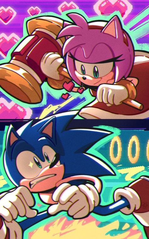 Sonic The Hedgehog Fanart, Sonic X Amy, Sonic Wallpaper, Sonic Friends, Sonamy Comic, Sonic Fanart, Amy The Hedgehog, Rouge The Bat, Sonic Characters