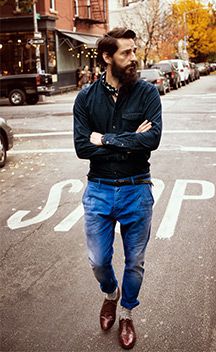 b l a u w e Men's Business Outfits, Cool Guy, Brown Leather Shoes, Best Outfits, Nice Style, Denim Collection, Men Street, Denim Jacket Men, Fashion Images