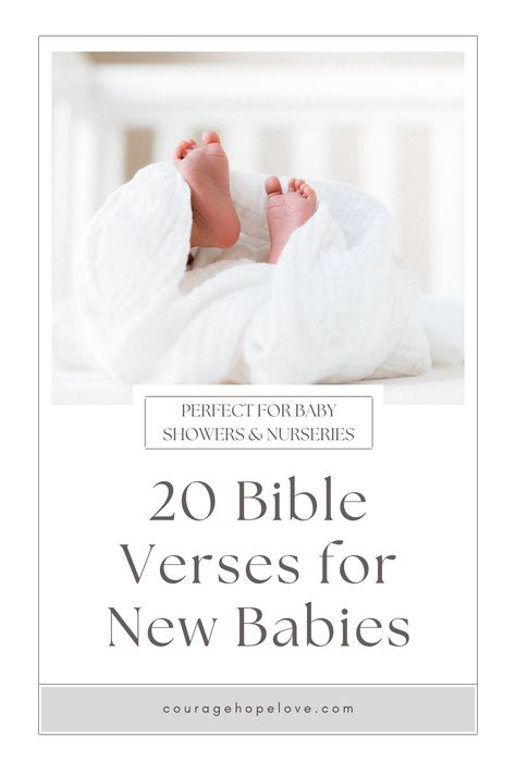 Looking for the perfect bible verses for new babies? These are great for new moms, baby showers and nursery decor. Plus, find prayers based on Scripture for your new baby! Bible verses for baby. Bible verses for babies. Bible verses for baby girl. Bible verses for baby boy. Baby shower ideas. Baby shower decorations. Baby girl nursery. Baby boy nursery. Baby Bible verses. Baby Bible quotes. Nursery decor. Nursery ideas. Bible Verse For New Parents, Baby Scripture Quotes, Bible Verse For New Baby, Bible Verses About Babies, Bible Verse For Baby Boy, Bible Verses For Babies, Baby Shower Bible Verses, Bible Verse For Baby Girl, Christian Baby Shower Ideas