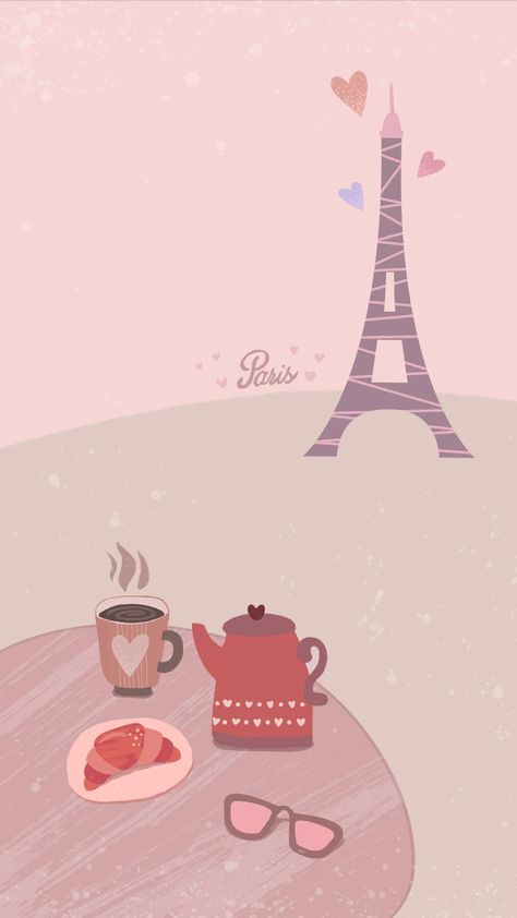 Paris Theme Background, Paris Cartoon Wallpaper, Love Paris Wallpaper, Pink Coffee Wallpaper, Aesthetic Wallpaper Macbook, Aesthetic Wallpaper Travel, Notebook Clipart, Travel Aesthetic Wallpaper, Clipart Aesthetic