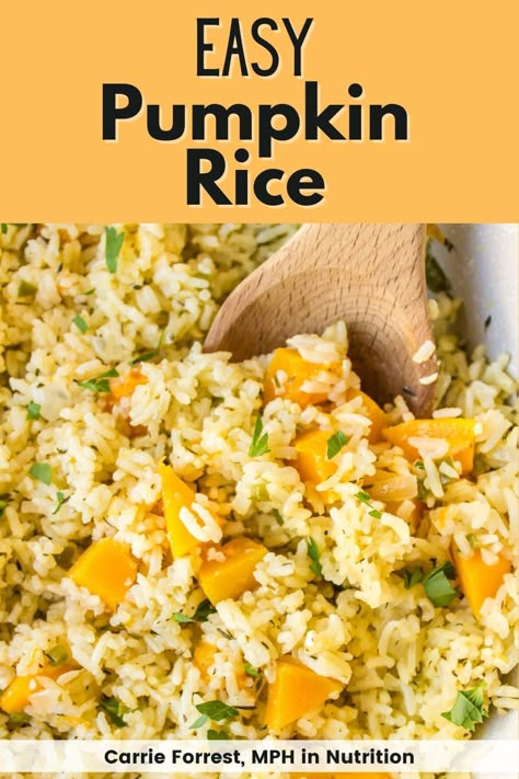 Pumpkin Fried Rice, Jamaican Seasoned Rice Recipes, Pumpkin And Rice Recipes, Jamaican Pumpkin Rice, Pumpkin Side Dish, Easy Sausage Dinner, Easy Sausage Dinner Recipes, Sausage Dinner Recipes, Gluten Free Pumpkin Recipes