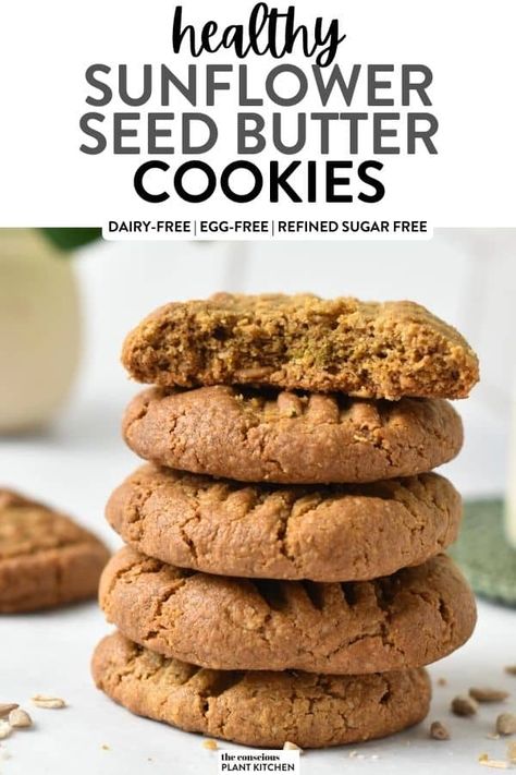 Sunflower Butter Cookies Sun Butter Cookies, Sunflower Butter Recipes, Healthy Sweet Bread, Sunflower Butter Cookies, Sunbutter Cookies, Nut Butter Cookies, Healthiest Nut Butter, Nut Free Cookies, Sunflower Seed Butter