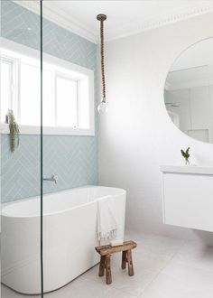 Bedroom Decor. All o Shower Makeover, Blue Bathrooms Designs, Subway Tile Design, Modern Bathroom Renovations, Wall Mount Faucet Bathroom, Blue Bathroom, Simple Bathroom, Bathroom Renos, Laundry In Bathroom