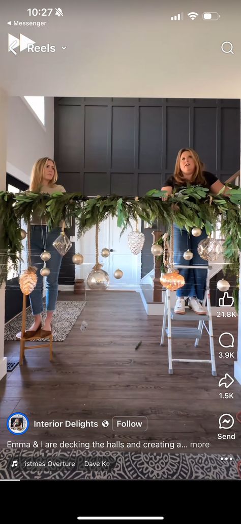 Holiday Decor Hacks, Christmas Lights Inside, Simple Holiday Decor, Artificial Snow, Ornament Garland, Shower Curtain Rod, Green Garland, White Ornaments, Lighted Ornaments