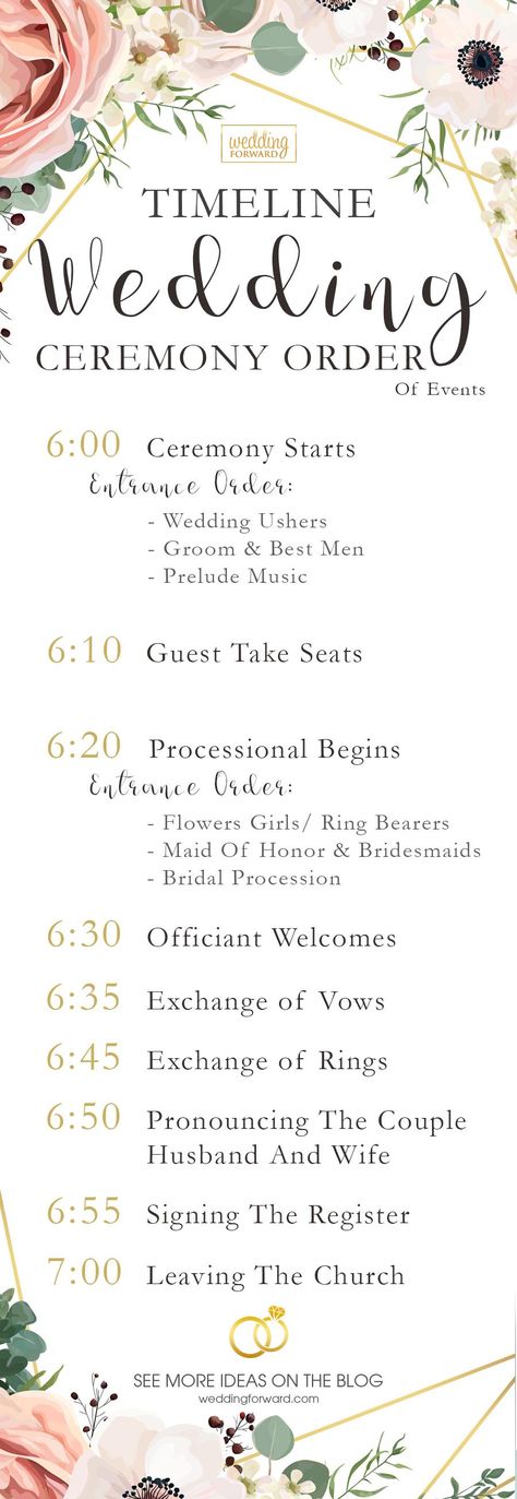 Wedding Ceremony Order Of Events Ideas (INFOGRAPHIC) ❤︎ Wedding planning ideas & inspiration. Wedding dresses, decor, and lots more. #weddingideas #wedding #bridal Wedding Ceremony Order Of Events, Ceremony Order Of Events, Wedding Ceremony Order, Ceremony Order, Wedding Ushers, Traditional Wedding Vows, Order Of Wedding Ceremony, Wedding Infographic, Order Of Events