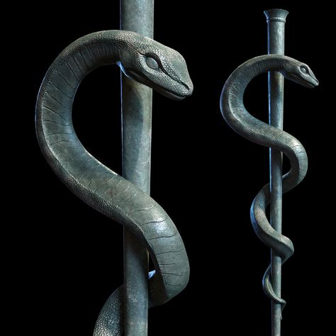 Medical symbol - The staff of Asclepius Staff Of Asclepius, Tattoo Photography, Medical Symbols, Snake Art, Greek And Roman Mythology, Substance Painter, Snake Design, Jade Carving, The Staff