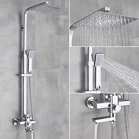 Shower Taps Bathroom Fixtures, Shower Faucet Ideas Bathroom Fixtures, Hansgrohe Shower System, Modern Shower Head, Hand Spray, Bathroom Shower Faucets, Amazon Canada, Shower Fixtures, Small Bathroom Makeover