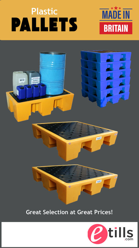 Quality made plastic pallets which are manufactured using a high grade polymer. They come in a range of colour options and sizes. Ideal for spill containments and preventions of hazardous spillages. UK Made. Plastic Pallets, Recycled Plastic, High Grade, Recycling, Range