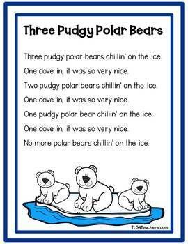 Polar Animals Phonological Fun~Rhyming, Alliterations, and Syllables Polar Bear Circle Time Activities, Arctic Animal Songs Preschool, Polar Bear Songs For Toddlers, Winter Theme Circle Time Activities, Polar Bear Songs For Preschool, Polar Animals Activities For Toddlers, Polar Bear Preschool Activities, Arctic Animal Sensory, Polar Animals Preschool Crafts