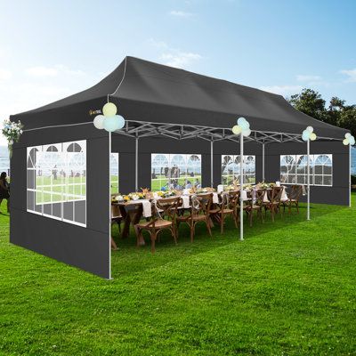 HOTEEL tents for parties 10x30 pop-up canopy tent heavy duty with 8 sidewalls, commercial party tent event wedding easy up canopy waterproof with carry bag, UV 50+, thicked hexagonal legs. Roof Color: Khaki | Cobizi 75 Ft. W x 25 Ft. D Metal Pop-Up Canopy Metal / Soft-top | 340 H x 900 W x 300 D in | Wayfair Party Tent Decorations, Tents For Parties, Waterproof Gazebo, Tent Event, Commercial Canopy, Party Tents, Instant Tent, Easy Up, Instant Canopy