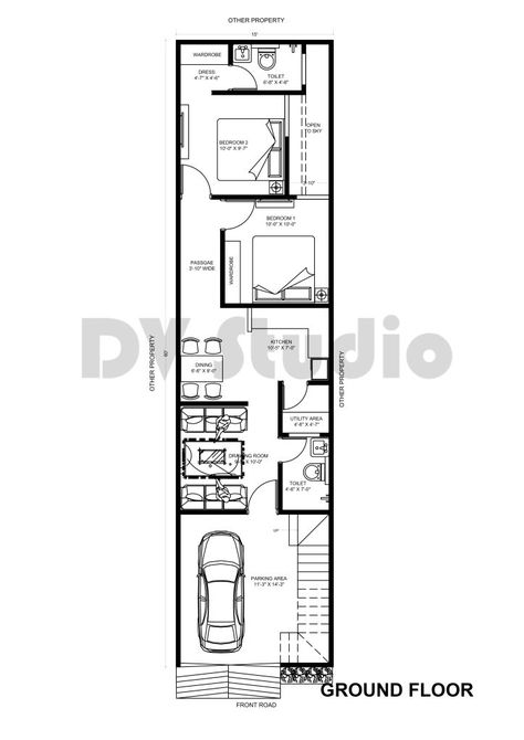 15X60 House Design - Home Decor Ideas Smart House Plans, 20x40 House Plans, Narrow House Plans, Asian House, 2bhk House Plan, Little House Plans, 3d House Plans, Small House Design Exterior, Free House Plans