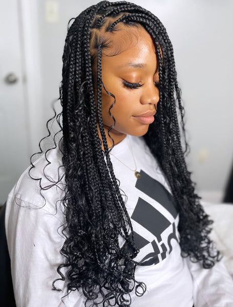 Medium Bohemian Knotless Braids Shoulder Length, Bra Length Boho Knotless Braids, Armpit Length Braids, Boho Braids Mid Length, Mid Length Boho Braids, Midback Boho Knotless Braids, Medium Length Boho Knotless Braids, Mid Back Boho Knotless Braids, Medium Length Boho Braids