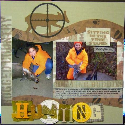 Hunting Scrapbook, Outdoors Scrapbook Layouts, Camping Scrapbook Layouts, Camping Scrapbook, Scrapbooking Sports, Fall Scrapbook Layouts, Boy Scrapbook Layouts, Hunting Diy, Fall Fishing