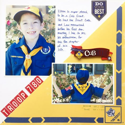 Boy Scout Camping, Cub Scout Activities, Summer Scrapbook Layouts, Our Adventure Book, Rockets Logo, Girl Scout Swap, Scrapbook Boys, Scout Activities, Girl Scout Leader