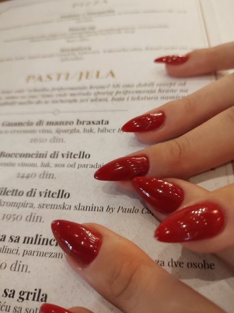 Red Aesthetic Nails, Coffin Red Nails, Lana Del Rey Nails, Design Nails Acrylic, Nail Designs Red, Aesthetic Nails, Nail Pictures, Red Nail Designs, Red Tomato