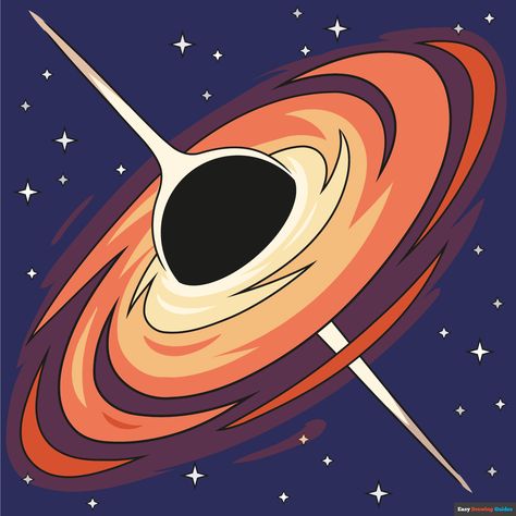 How to Draw a Black Hole Featured Image Simple Astronomy Drawing, Science Paintings Ideas Easy, Drawing Of Universe, How To Draw A Black Hole, Aesthetic Space Drawings, Space Art Easy, Black Hole Sketch, Planet Drawing Art, Planets Aesthetic Drawing