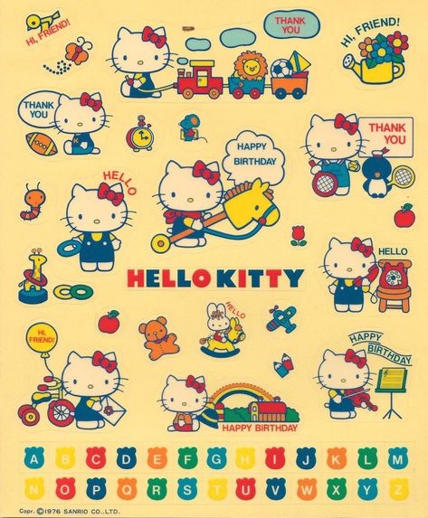 Vintage 1976 Sanrio Hello Kitty Sticker Sheet In excellent condition! Will always combine shipping and ship internationally! Vintage Sticker Sheet, Kitty Litter Box Ideas, Sanrio Sticker Sheet, Hello Kitty Sticker Sheet, Drawing Kitty, Kitty Videos, Sanrio Vintage, Vintage Hello Kitty, Vintage Kawaii