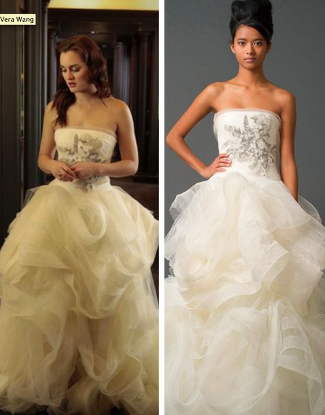 Wedding dress from gossip girl - look at those amazing folds! Movie Brides, Leighton Meester Outfits, Blair Waldorf Wedding, Gossip Girl Wedding, Blair Wedding, Vera Wang Wedding Gowns, Trumpet Wedding Gown, Gown Ideas, Vera Wang Wedding