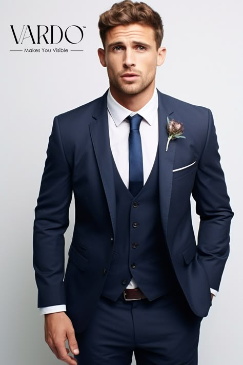 Navy groomsmen suits