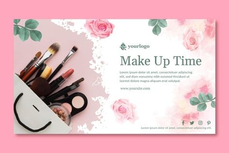 Cosmetic banner template | Premium Vector #Freepik #vector #banner #business #templates #beauty Beauty Parlour Business Card, Makeup Banner Design, Makeup Artist Business Cards Design, Beauty Banner, Cosmetic Banner, Makeup Business Cards, Elegant Business Cards Design, Beauty Salon Posters, Beauty Salon Business Cards