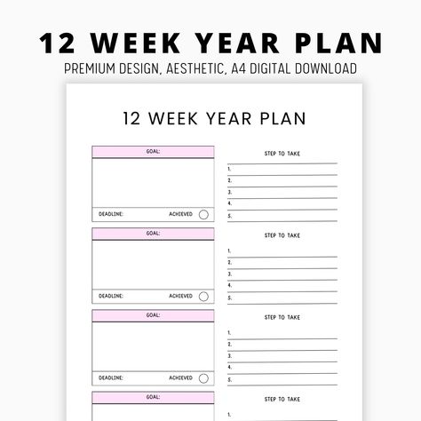 #12_Week_Year_Templates #12_Week_Year_Planner #12_Week_Year #Quarterly_Goals 12 Week Year Templates, 12 Week Year Planner, 12 Week Year, Quarterly Goals, Task Tracker, Year Goals, Year Planner, Goal Planner, Goal Tracker