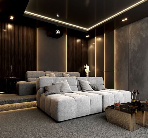 Home cinema  cinema room Home Cinema Design Tv Rooms, Home Theatre Design Ideas, Small Home Cinema Room, Theater Room Decor Ideas, Mini Theater Room Design, Modern Home Cinema, Home Theater Ideas Luxury, Small Cinema Room Ideas, Home Theatre Room Design