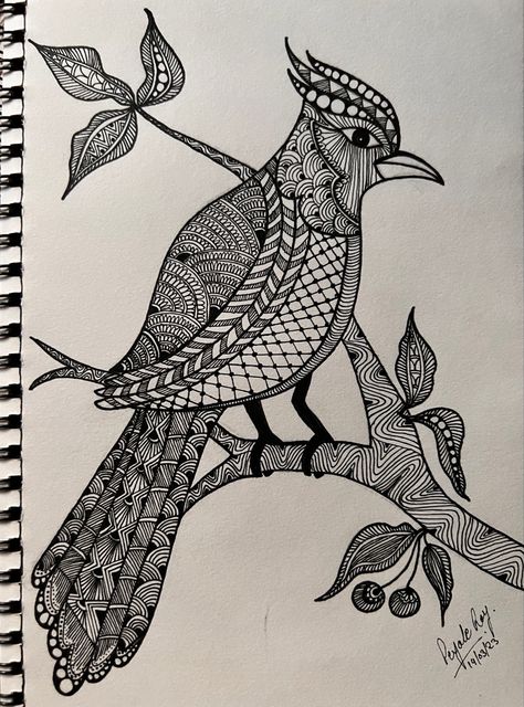 Zentagle Drawing Easy, Inking Drawing, Zantangle Art, Animal Mandala, Bird Doodle, Bookmarks Quotes, Elephant Photography, Mural Art Design, Gond Painting