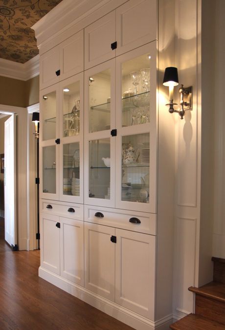 Another example how light does not travel all the way through to all the shelves Ikea Billy Hack, Kitchen Rehab, Built In China Cabinet, Molding Ideas, Stair Ideas, Ikea Ideas, House Redo, Built In Cabinet, Ikea Billy Bookcase