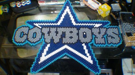 Dallas Cowboys Perler Beads, Dallas Cowboy Bracelet, Cowboy Crochet, Cowboys Logo, Beaded Patterns, Graph Patterns, Dallas Cowboys Logo, Beaded Banners, Beaded Brooches