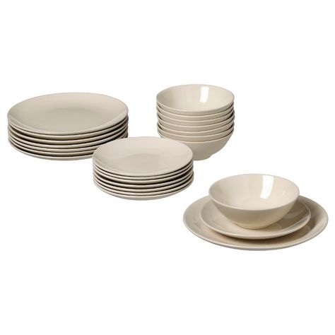 FÄRGKLAR 24-piece dinnerware set, glossy beige Your perfect start for many types of meals! FÄRGKLAR dinnerware set comes in a clean design, a great base to match with other dinnerware. Choose a matte glazed rustic surface or a glossy modern one. Ikea Dinnerware, Microwave Dishes, Dinner Plate Sets, Dish Sets, Side Plates, Dinner Sets, Dinnerware Set, My New Room, Dinnerware Sets