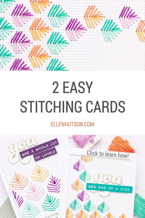 Hi friends, and Happy National Embroidery Month! It’s Angela here, and today I’ve got a couple of easy stitching cards to share with you. I’ll start by saying that outside of card making, I have zero embroidery experience, so you definitely don’t need to be a pro to recreate these designs. Let’s get into them, shall we? Hand Stitched Cards, Embroidery Cards Pattern Free Printable, Stitch Dies, Embroidery Cards Pattern, Cardmaking Techniques, Stitched Cards, Embroidery Cards, Stitching Cards, Dmc Embroidery Floss