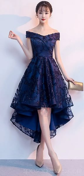 Off Shoulder High Low Navy Lace Cheap Homecoming Dresses Online, Cheap – SposaDresses High Low Skirt Outfit, Pretty Homecoming Dresses, High Low Dresses, High Low Party Dresses, High Low Dress Formal, High Low Evening Dresses, Dress High Low, High Low Prom Dresses, Cheap Homecoming Dresses