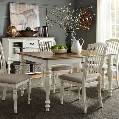 The Gray Barn Cumberland Creek Nutmeg & White 5 Piece Rectangular Table Set - On Sale - Bed Bath & Beyond - 31094130 Round Dining Room Sets, Round Dining Room, Solid Wood Dining Set, Liberty Furniture, Farmhouse Dining Room, Farmhouse Dining, Rectangular Dining Table, Rectangular Table, Extendable Dining Table