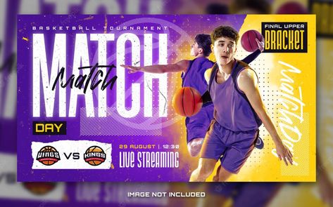 Premium PSD | Basketball sports match day banner flyer for social media post Website Clothing, Basketball Banners, Basketball Match, Free Social Media Templates, Sports Banner, Sport Graphic, Types Of Social Media, Sport Banner, Basketball Camp