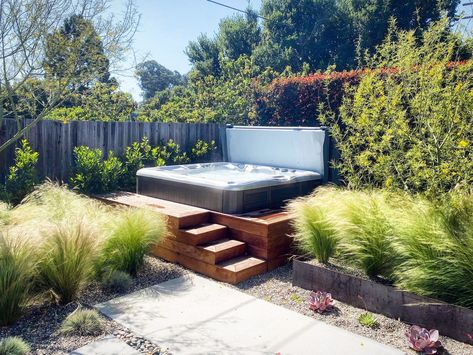 Hot Tub Deck Designs To Consider – Forbes Home Backyard Hot Tub Ideas, Backyard Hot Tub, Hot Tub Deck Design, Hot Tub Area, Hot Tub Ideas, Hot Tub Privacy, Sunken Hot Tub, Backyard Spa, Round Hot Tub