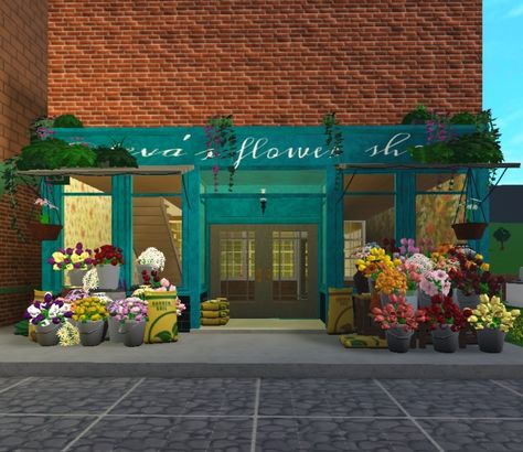 Bloxburg Manequin, Flower Shop Bloxburg Interior, Flower Store Bloxburg, Bloxburg Flower Stand, Bloxburg Grocery Store Exterior, Convience Store Bloxburg, Bloxburg Flower Shop Ideas Interior, Bloxburg City Shop Ideas, Bloxburg Shop Exterior