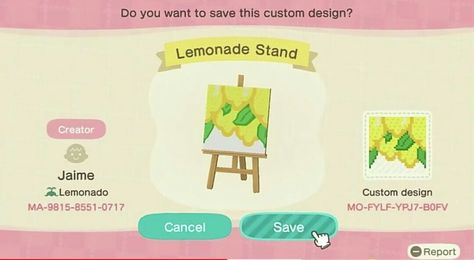 Animal Crossing Lemonade Stand, Acnh Lemonade Stall, Acnh Lemonade, Acnh Stall Design, Lemonade Stall, Acnh Romantic, Minecraft Animal Crossing, Acnh Coastal, Acnh Pro Designs